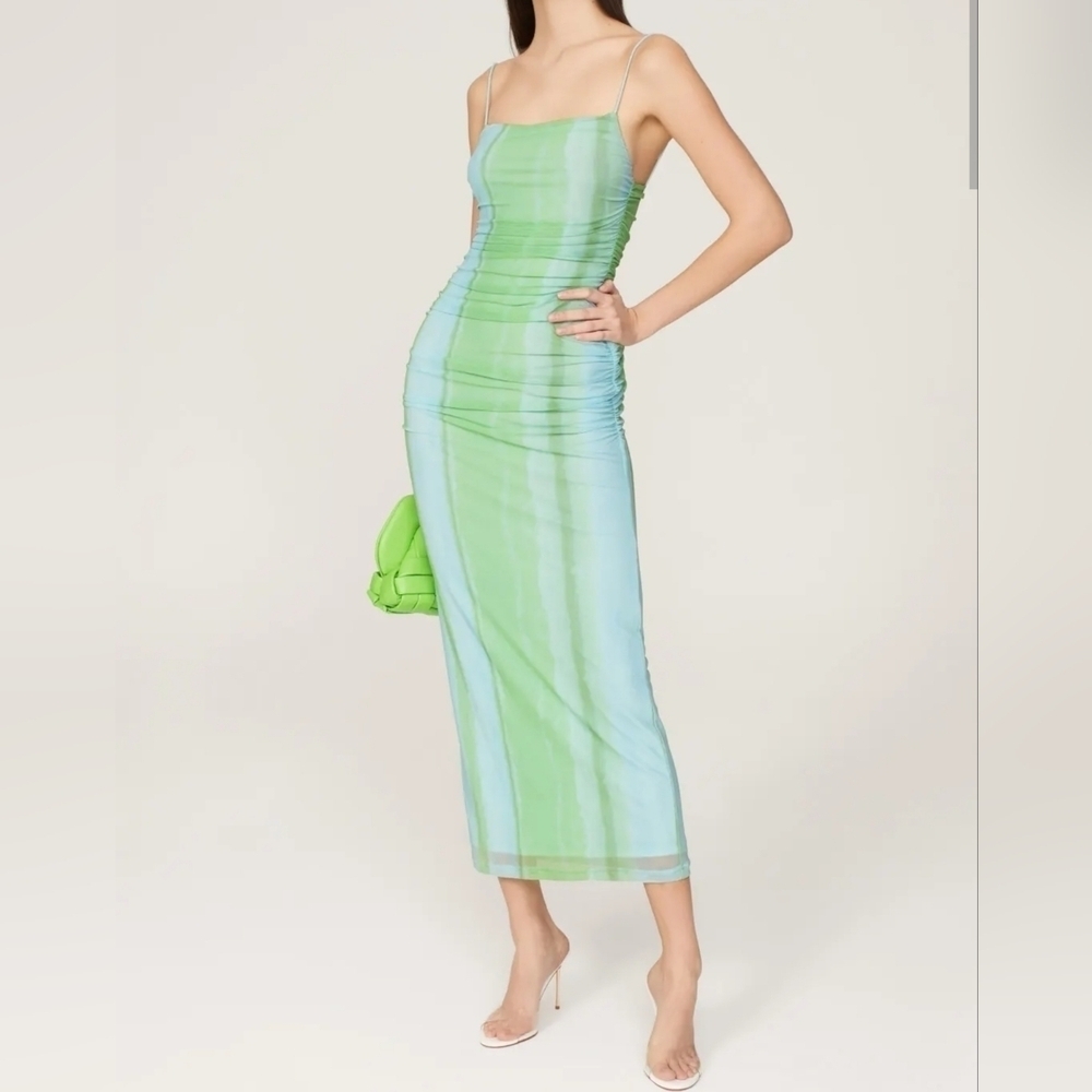 Significant Other Womens Verona Sleeveless Bodycon Green Striped Sheath Dress, 6